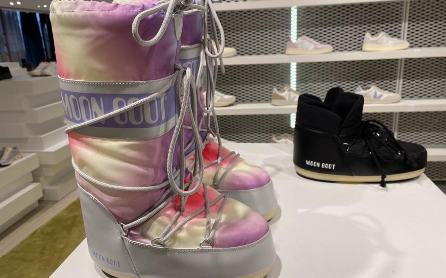 You won’t find moon boots like this at the base exchange. Quirky footwear and expensive name brands can be found at Engelhorn, an upscale fashion retailer in Mannheim, Germany.