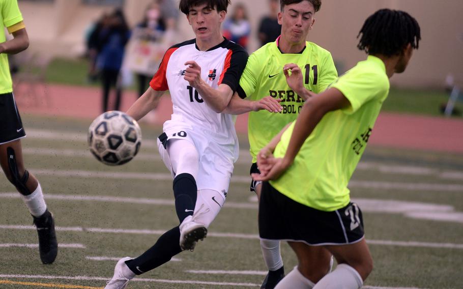 Nile C. Kinnick's Ryo Nishiyama (10) earned the All-DODEA-Japan boys soccer tournament's Golden Boot award.