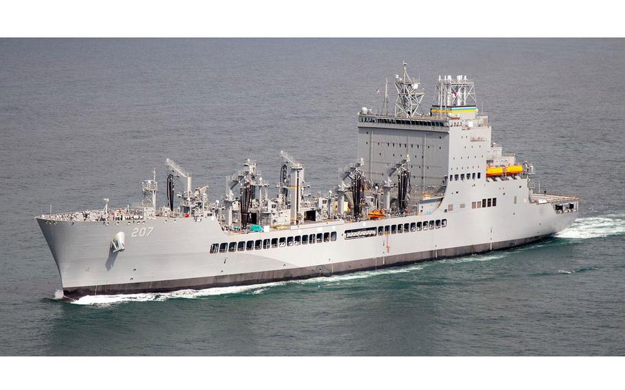 USNS Earl Warren (T-AO 207) during a testing event. The Navy accepted delivery on Tuesday, May 7, 2024, in San Diego following successful completion of Integrated Sea Trials.