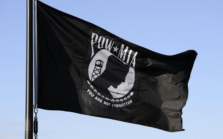 A POW/MIA flag flies over Schriever Air Force Base, Colo., Sept. 4, 2014. Schriever is now a Space Force installation.