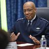 Air Force Chief of Staff Gen. CQ Brown, Jr. speaks with members of the Arnold Community Council for Arnold Air Force Base, Tenn., during a meeting at the Pentagon, Arlington, Va., May 15, 2023. (U.S. Air Force photo by Eric Dietrich)