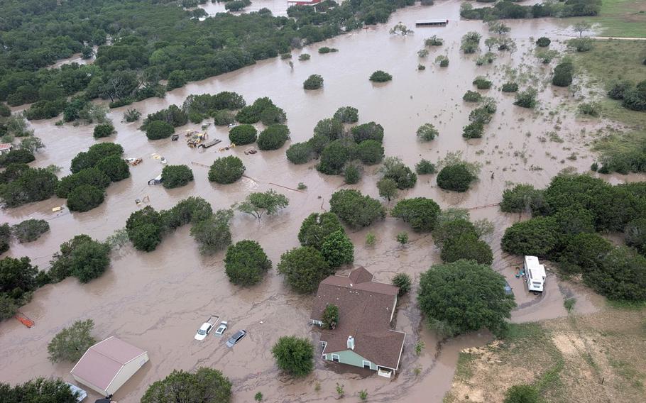 Aerial photo of flooding.