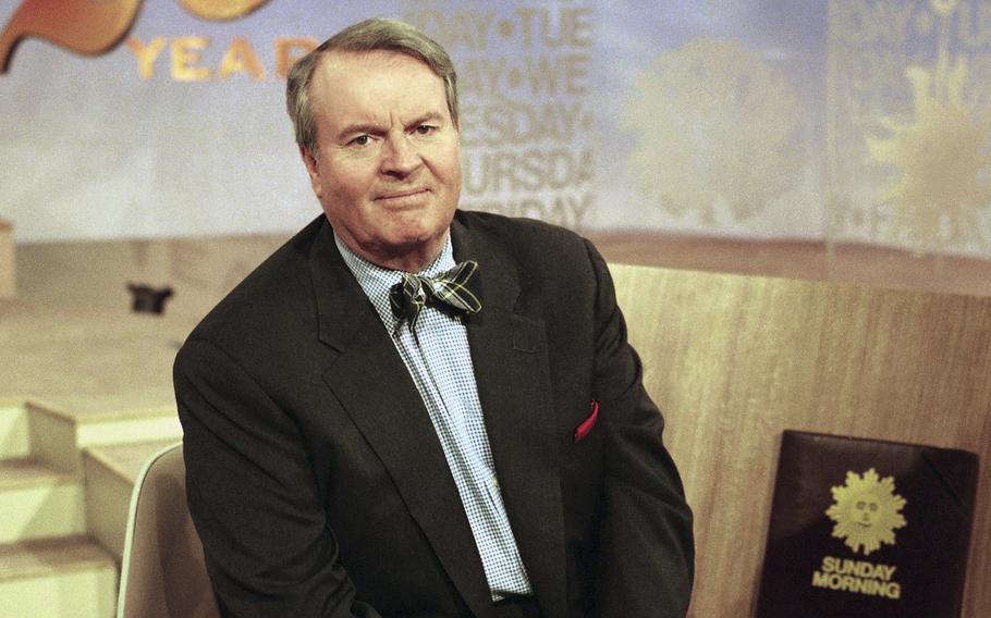 Charles Osgood, anchor of CBS’ “Sunday Morning,” poses for a portrait on the set in New York on March 28, 1999. Osgood, who anchored the popular news magazine for more than two decades, was host of the long-running radio program “The Osgood File” and was referred to as CBS News’ poet-in-residence, has died. He was 91.