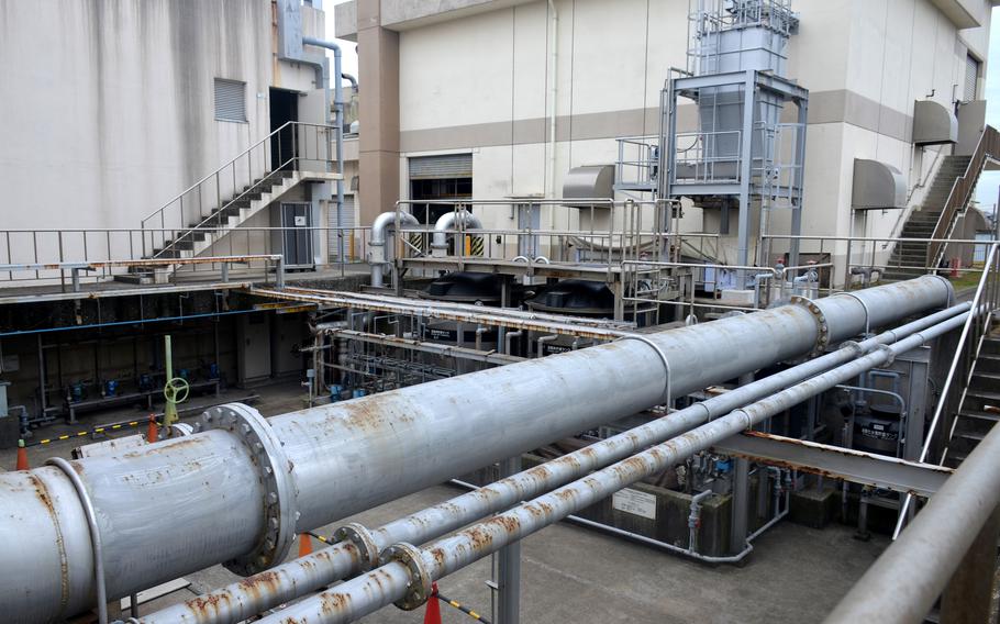 The Navy said eight granular activated carbon filters to further treat wastewater contaminated with PFOS and PFOA were fully operational at Yokosuka Naval Base, Japan, Tuesday, Nov. 1, 2022. 