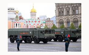 Russian Iskander-M missile launchers on Red Square during the Victory Day military parade in central Moscow on May 9, 2024. (Natalia Kolesnikova/AFP/Getty Images/TNS)