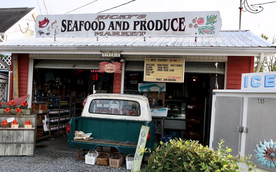 Ricky's Seafood and Produce, a popular takeout joint and roadside stand on Chincoteague Island.