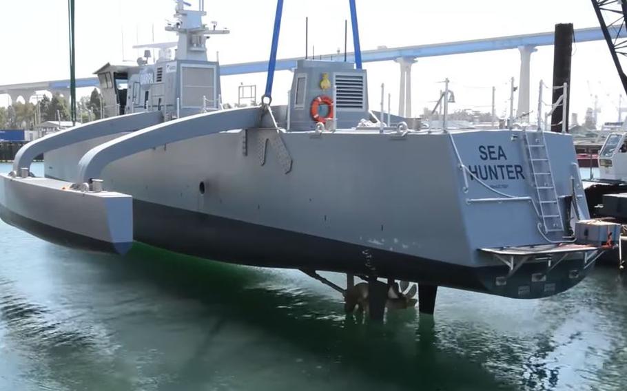 The Anti-Submarine Warfare Continuous Trail Unmanned Vehicle (ACTUV) Sea Hunter. The Defense Advanced Research Projects Agency ordered the prototype vessel as part of the agency’s efforts to develop autonomous, unmanned weapon systems.