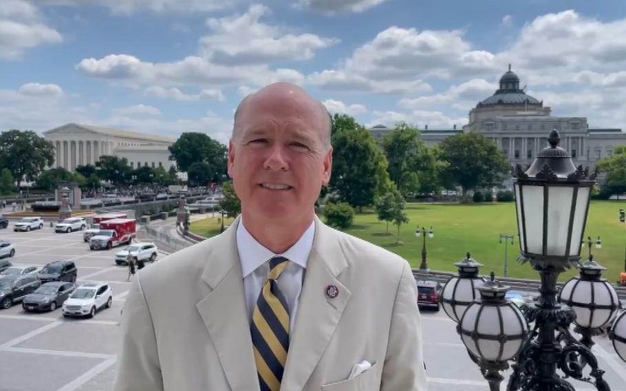 A video screen grab shows Rep. Robert Aderholt, R-Ala., speaking near the Supreme Court in Washington, D.C., on June 24, 2022.