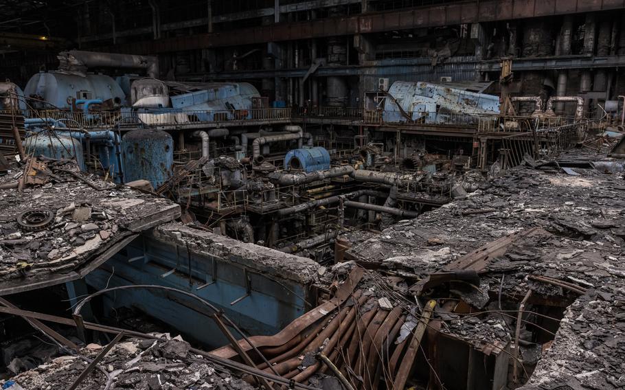 Damage from Russian strikes on the power plant. 
