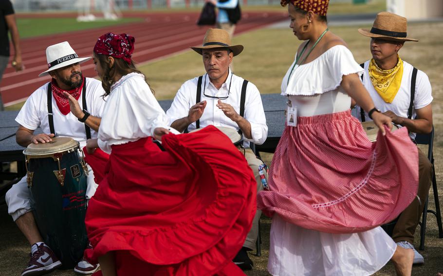 Musicians and dancers celebrate Hispanic Heritage Month at Marine Corps Air Station Iwakuni, Japan, Oct. 13, 2023.