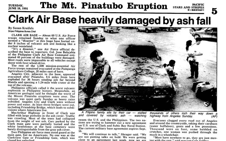 Stars and Stripes’ Philippines bureau chief, Susan Kreifels, escaped to Manila to write and file reports on the eruption of Mount Pinatubo in June 1991. 