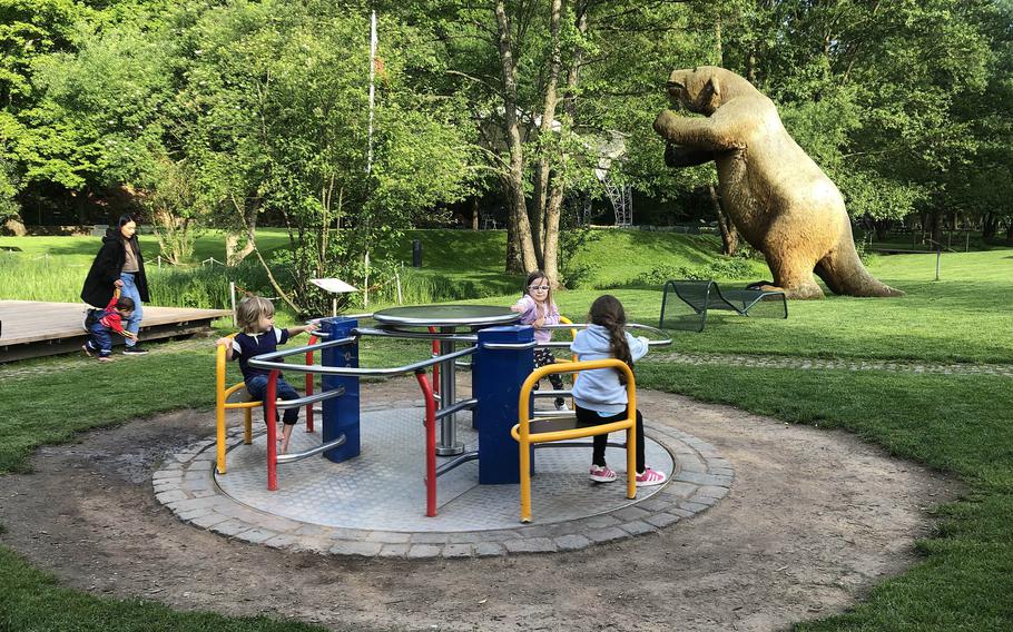 Children play at the Gartenschau in Kaiserslautern, Germany.