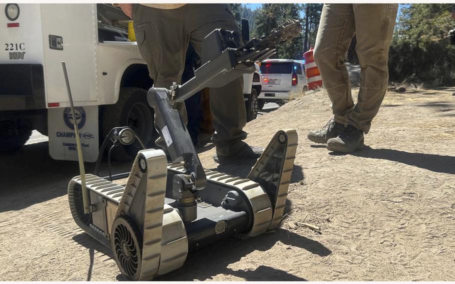 A consolidated bomb squad with the Washoe County Sheriff’s Office and other law enforcement agencies retrieved and safely detonated old dynamite found off of Highway 28 on the Nevada side of Lake Tahoe on Monday, Aug. 29, 2022.