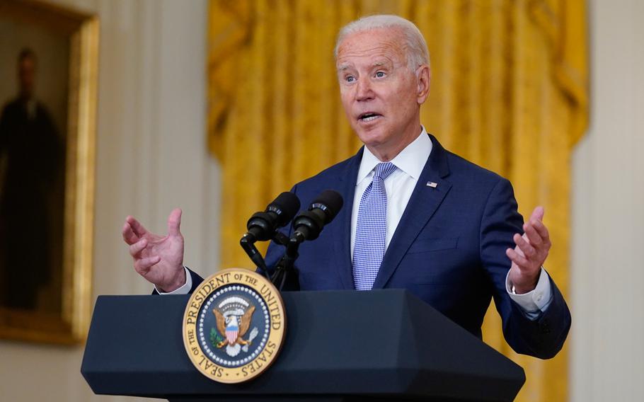 President Joe Biden speaks about prescription drug prices and his "Build Back Better" agenda from the East Room of the White House, on Thursday, Aug. 12, 2021.