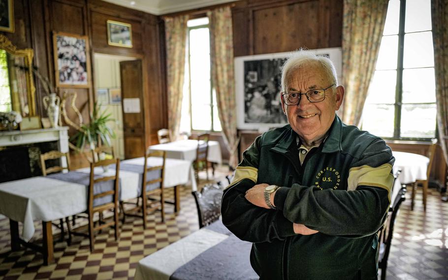 James Hamel stands in the press copy room at Chateau Vouilly, Normandy, France, on June 3, 2024. The room once buzzed with activity as war correspondents typed their dispatches during World War II.