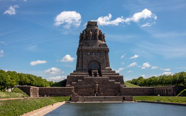 LEIPZIG, Germany-May 12,2019 View from the Monument to the Battle of the Nations in Leipzig Germany at sunshine and blue sky