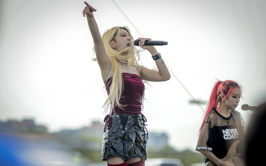 South Korean rock band Rolling Quartz performs during Spring Fest at Camp Humphreys, South Korea, May 18, 2024. 
