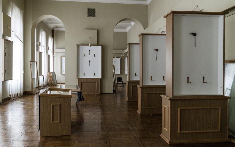 The walls are bare at the Andrey Sheptytsky National Museum in Lviv. 