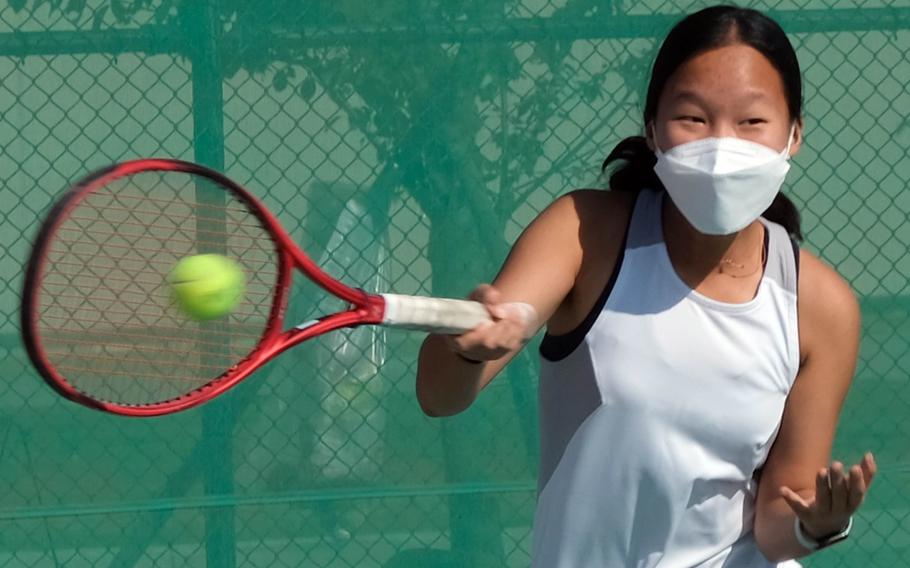 Humphreys' Adeline Kim won her first-round match 8-2 over Osan's Yoonju Choe, but went on to lose in the DODEA-Korea district singles 1 final 8-3 to Daegu's Michelle Yoo.