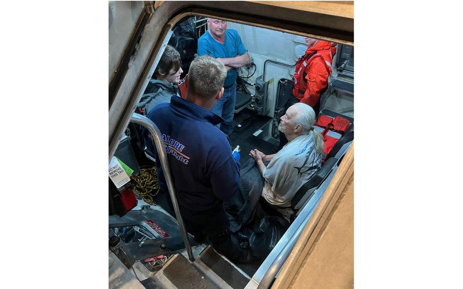 Coast Guard crews from Station Chetco River rescued two people from their boat after it capsized June 7, 2023, off the coast of Nesika Beach, Ore.