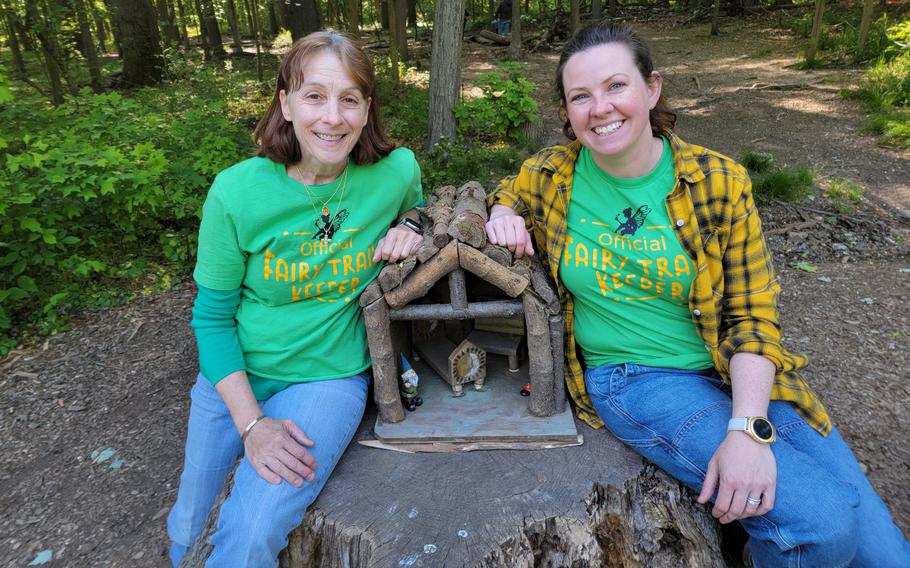 Beth Kelly and Julie Gould on the South Mountain Trail last year. They took over looking after the trail when the founder, Therese Ojibway, moved in 2022.