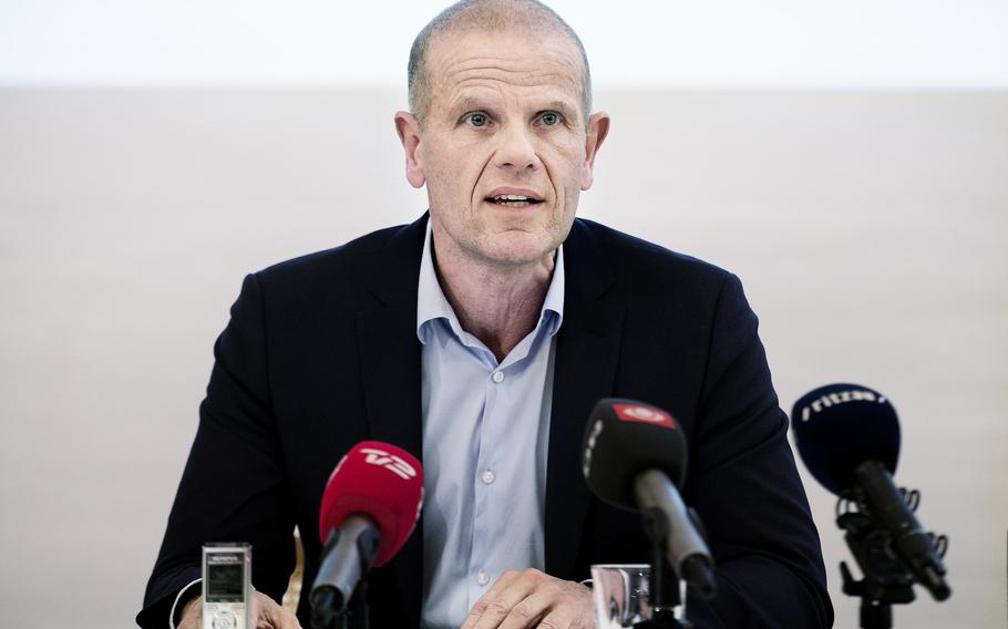 Head of Danish Defense Intelligence Service Lars Findsen speaks during the presentation of the annual report at Kastellet in Copenhagen, on Dec. 19, 2017.