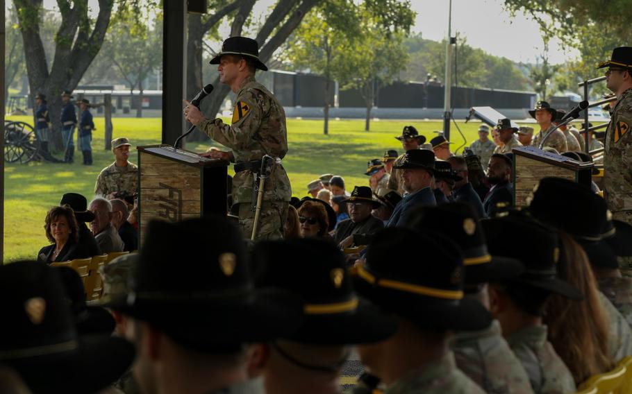 The new commander of the 1st Cavalry Division, Maj. Gen. John Richardson, addressed troops, family and friends for the first time Wednesday during an assumption of command ceremony at Fort Hood, Texas.