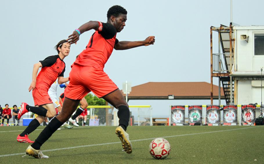Koboyo Awesso gets set to move the ball up the field.