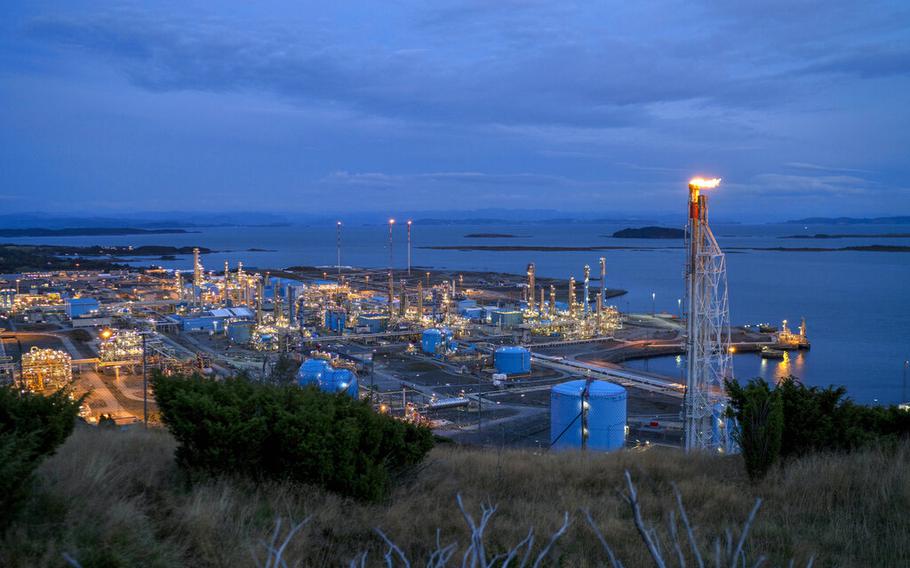 The Karsto processing plant in North Rogaland, Norway, is seen on Wednesday, Sept. 28, 2022. The suspected sabotage this week of two gas pipelines that tied Russia and Europe together is driving home how vital yet weakly protected undersea infrastructure is vulnerable to attack, with potentially catastrophic repercussions for the global economy. 