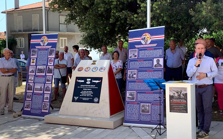 A monument dedicated to the Tuskegee Airmen stationed at Ramitelli Airfield during World War II was inaugurated July 16, 2023, on the Piazza Madonna Grande in Campomarino, Italy. The monument was the result of two years of collaboration between Campomarino and the U.S. Air Force Aviano Tuskegee Airmen Committee.