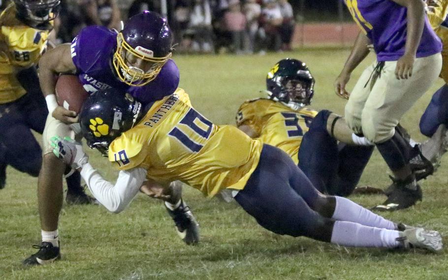 Justin Brantley and the Guam High defense forced four turnovers in Saturday’s 29-7 season-opening win over George Washington.