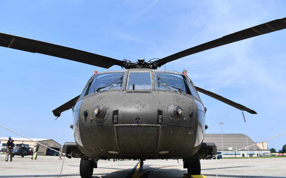 A front view of a UH-60 helicopter