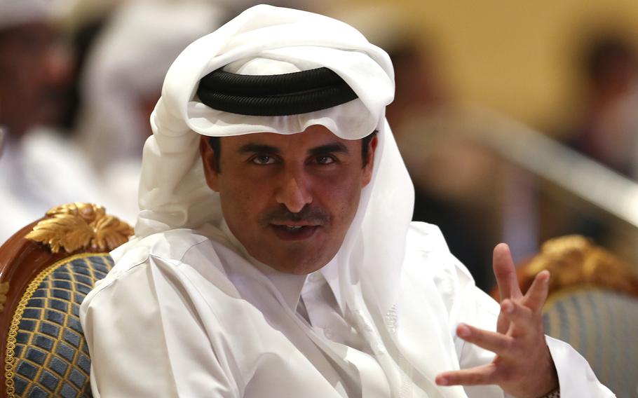 Sheikh Tamim bin Hamad Al Thani attends the Opening Ceremony at the IAAF World Athletics Championships Doha 2019 at Khalifa International Stadium on Sept. 27, 2019, in Doha, Qatar. 