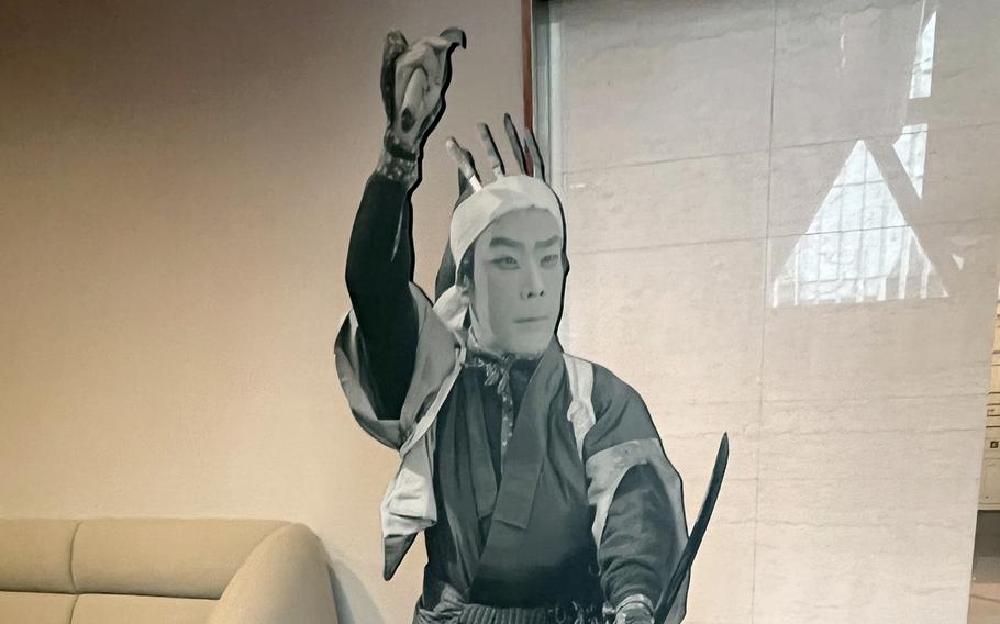 A life-sized cut-out of Matsunosuke Onoe, who starred in hundreds of Japanese films, welcomes visitors to the National Film Archive of Japan in Tokyo.
