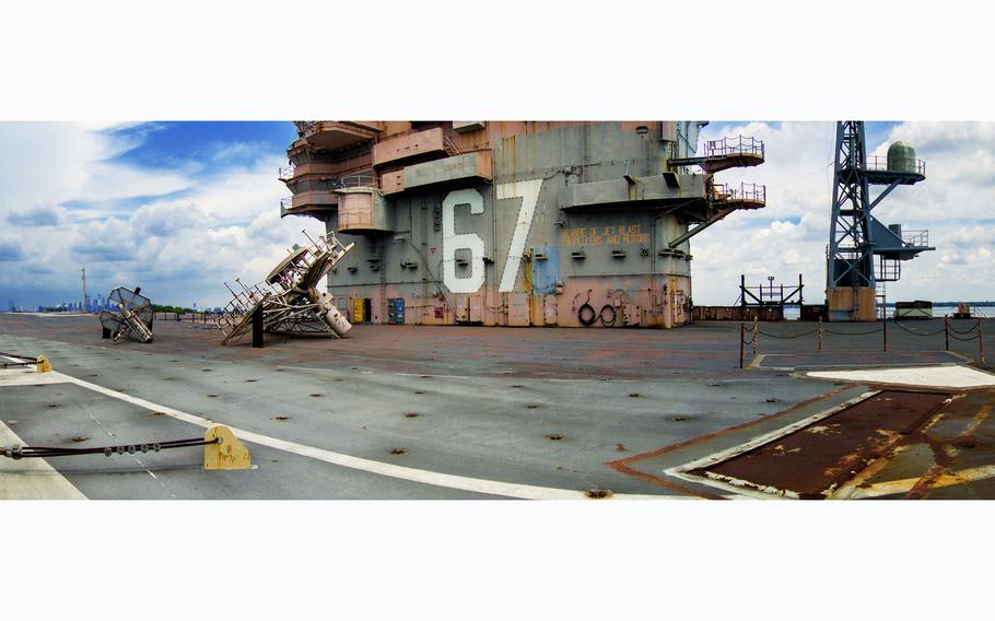 The flight deck of the decommissioned ship USS John F. Kennedy CVA-67 is seen in Philadelphia, Penn., June 9, 2021. 