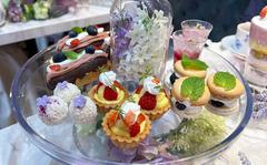 Yummy snacks await diners at the Haute Couture Cafe in Aobadai, Tokyo, on June 8, 2022. 