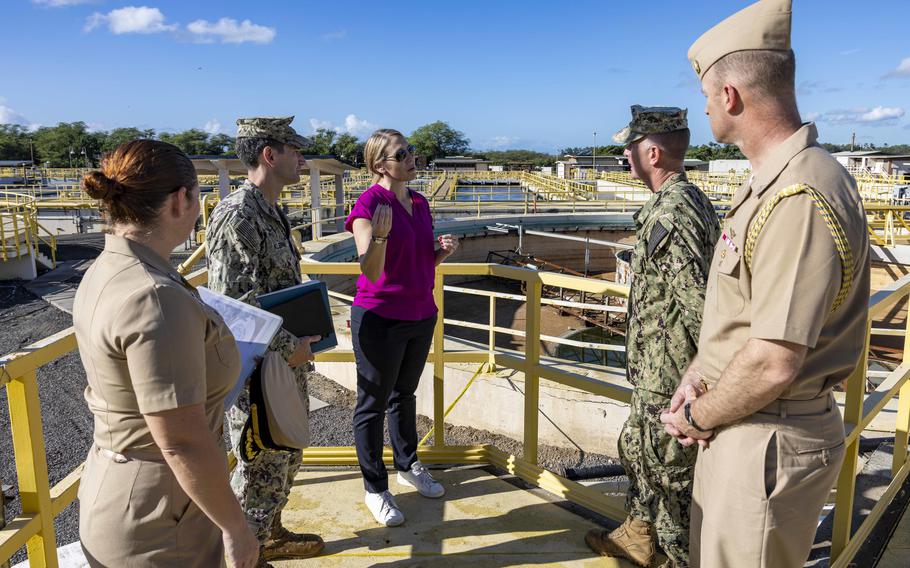 Assistant Secretary of the Navy for Energy, Installations and Environmental Meredith Berger tours the Joint Base Pearl Harbor-Hickam Wastewater Treatment Plant with leaders from Navy Region Hawaii and JBPHH in November 2022. 