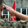 Marines take part in a rededication ceremony for the historic Zero Hangar at Marine Corps Air Station Iwakuni, Japan, June 11, 2025.