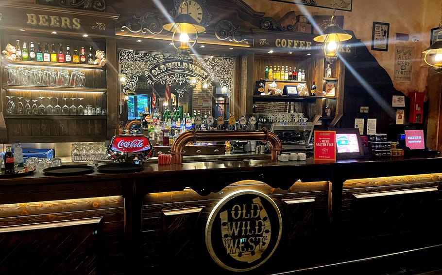The saloon-style bar inside the Old Wild West restaurant in Fiume Veneto, Pordenone, Italy, on May 14th, 2024.