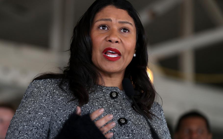 San Francisco mayor London Breed speaks during an event in 2020. Breed on Friday, Dec. 17, 2021, declared a state of emergency regarding overdoses in the city “to cut through the bureaucracy and barriers that get in the way of decisive action,” she said. 