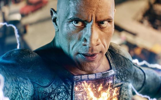 This image released by Warner Bros. Pictures shows Dwayne Johnson in a scene from "Black Adam." (Warner Bros. Pictures via AP)