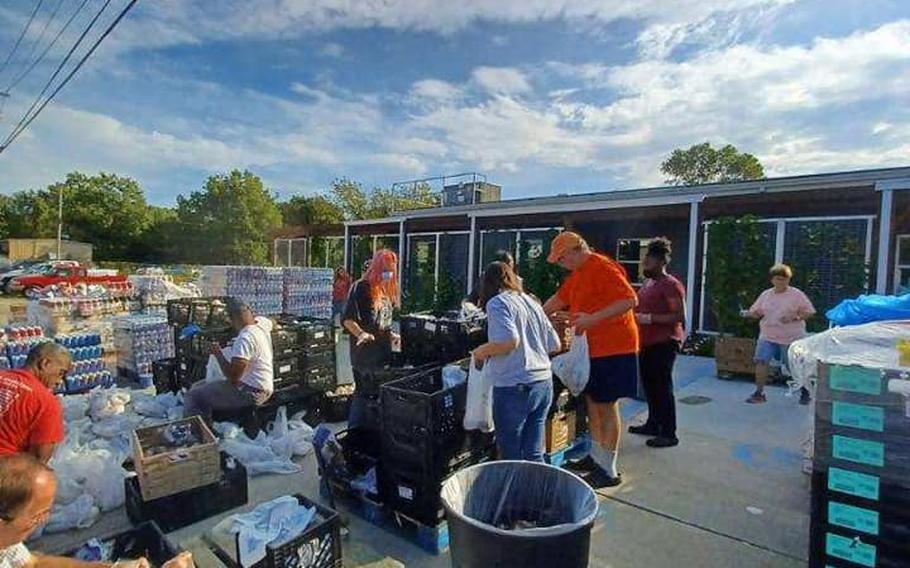 A food drive at Antioch for Youth & Family in Fort Smith, Ark. Army veteran Jay Witt  regularly volunteers three days a week, driving and picking up food for Antioch to distribute to schools, veterans and families experiencing food insecurity.