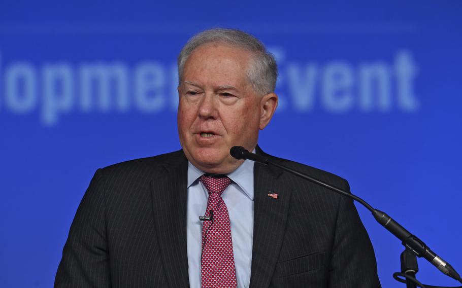 Air Force Secretary Frank Kendall speaks at the 2022 Air and Space Forces Association’s Air, Space & Cyber Conference in National Harbor, Md., in September 2022. 