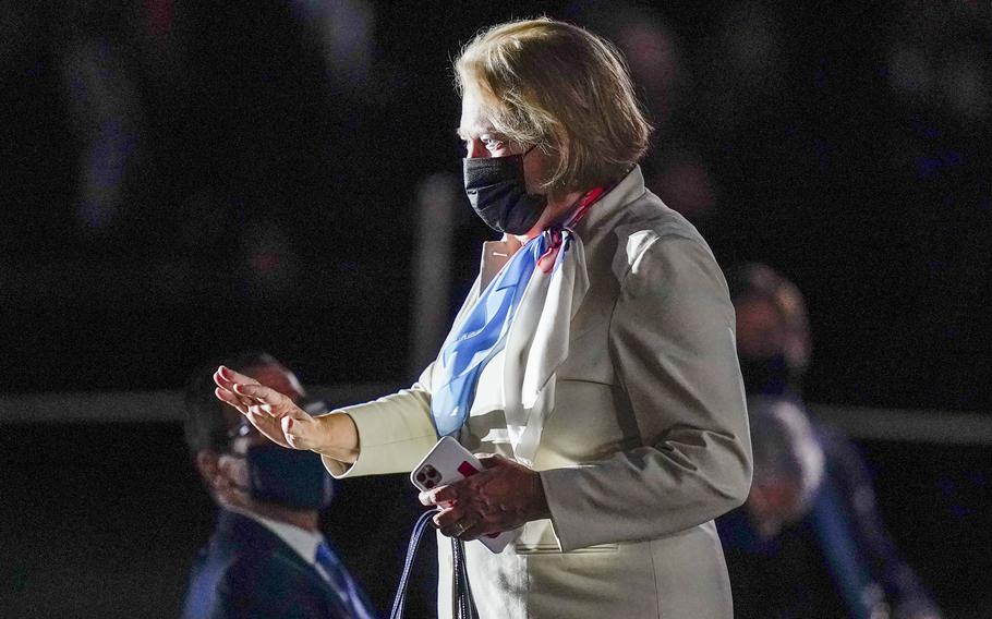 Virginia Thomas, wife of Supreme Court Justice Clarence Thomas, arrives to watch Amy Coney Barrett take the Constitutional Oath on the South Lawn of the White House in Washington, Oct. 26, 2020. Virginia Thomas has agreed to participate in a voluntary interview with the House panel investigating the Jan. 6 insurrection, according to her lawyer.