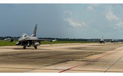 U.S. Air Force F-16 Vipers taxi down the runway at Shaw Air Force Base, South Carolina, June 9, 2021. 