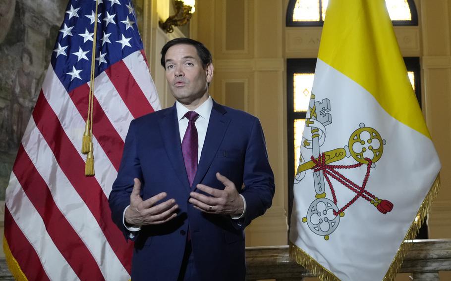 Secretary of State Marco Rubio speaks at the Vatican.