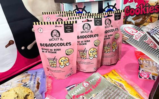 Gourmet cookie brand Molly Bz launched its snickerdoodle cookies with strawberry boba at the Fancy Food Show.