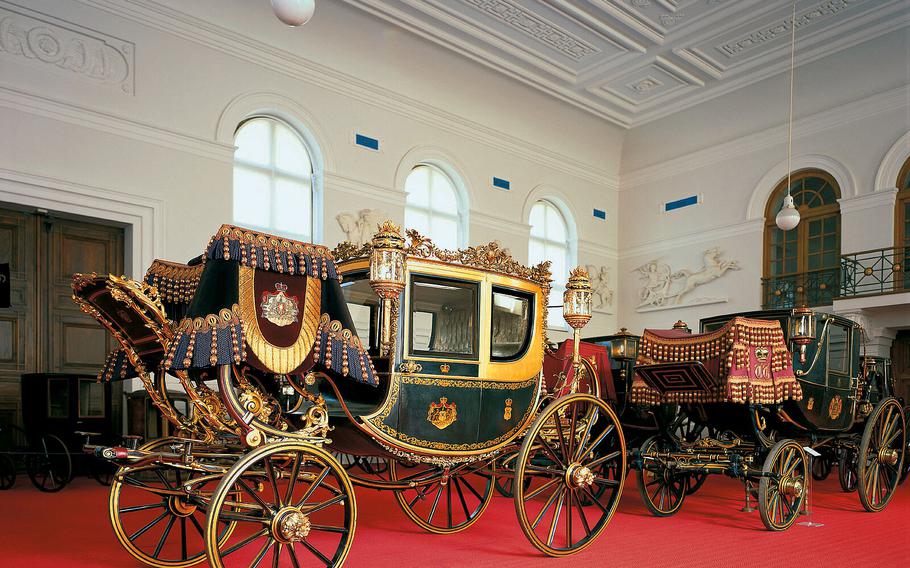 The stables at the Thurn and Taxis museum showcase a collection of carriages and sleighs the family owned over the years. Visitors can view the stables and treasury without a guide.  