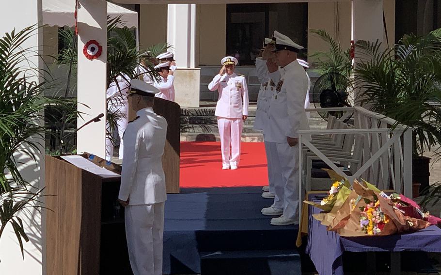 Capt. John Randazzo became the 36th commanding officer of Naval Support Activity Naples in Italy on Friday, July 7, 2023. The transfer of command to Randazzo capped the 26-year career of his predecessor in the post, Capt. James Stewart.