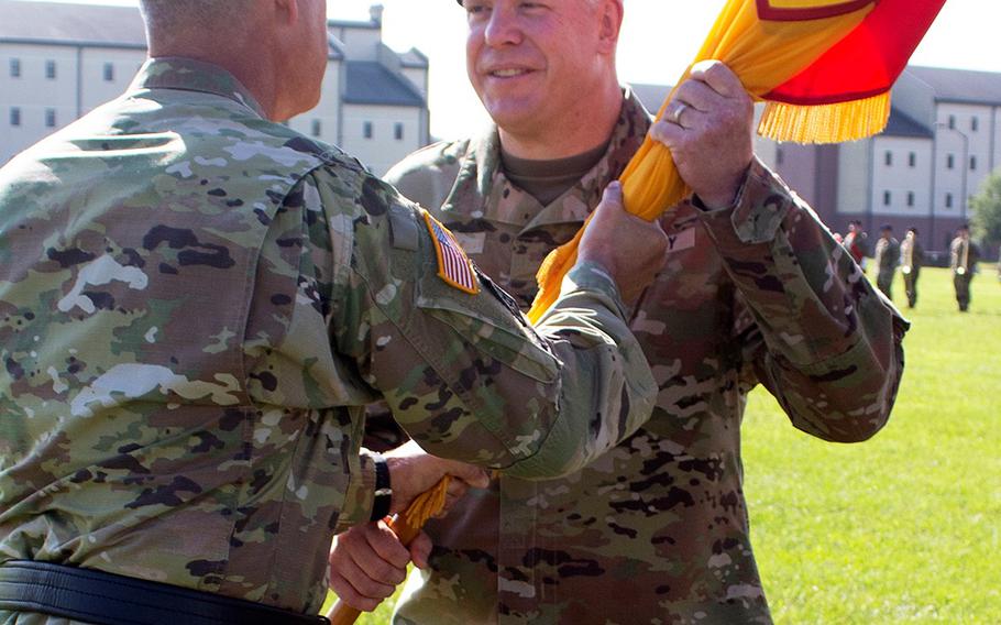 The 108th Air Defense Artillery Brigade said goodbye to outgoing commander Col. Chuck Matallana and welcomed  incoming commander Col. Marc Pelini. during a ceremony at Fort Bragg, N.C., on Tuesday, July 20, 2021.